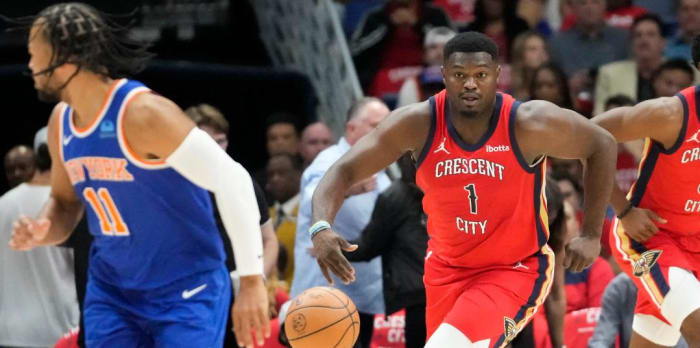 A dominant performance for Zion Williamson (1) was too much for Jalen Brunson (11) and the Knicks to handle